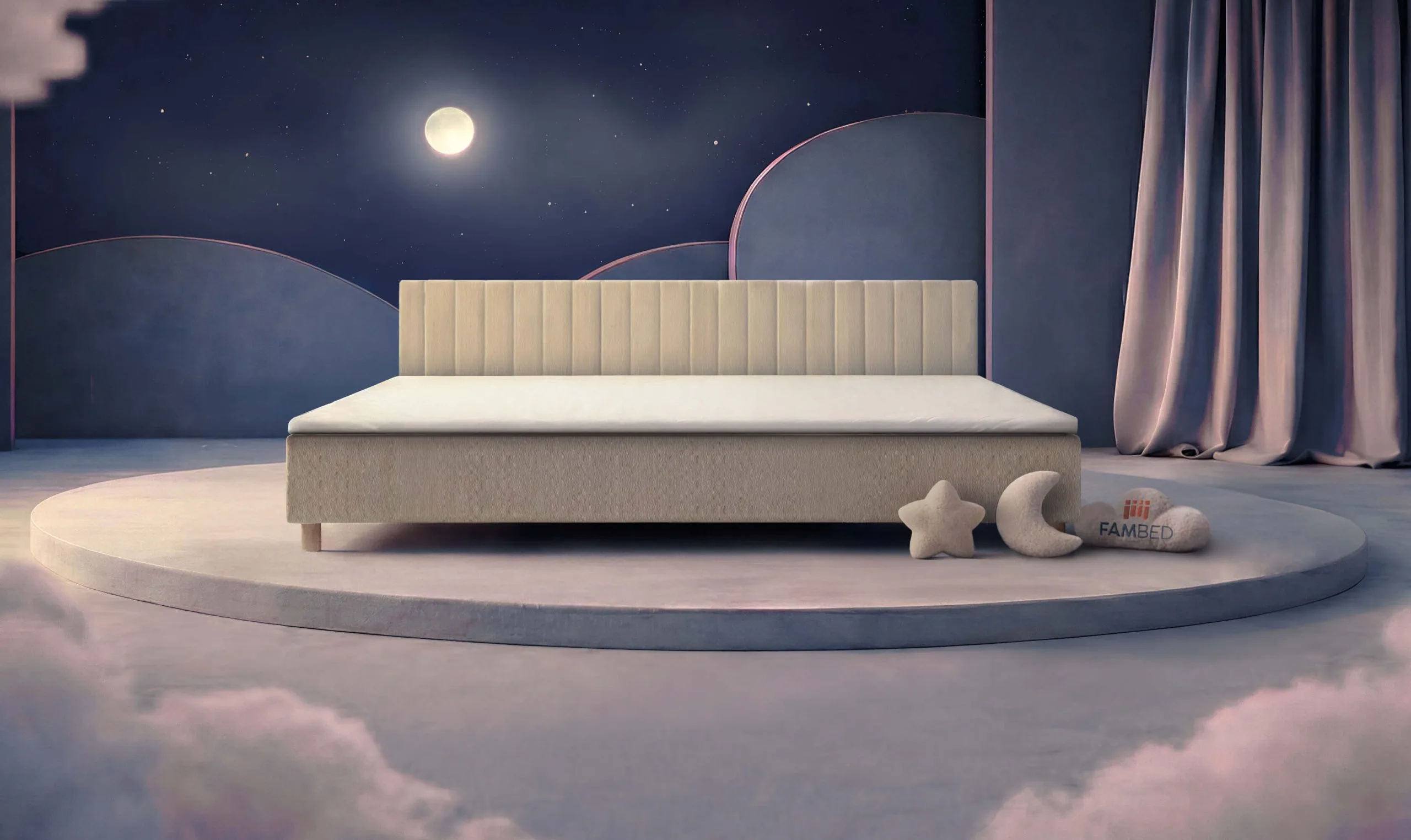 FAMBED® family bed, 300 cm wide, viewed from the front at an angle