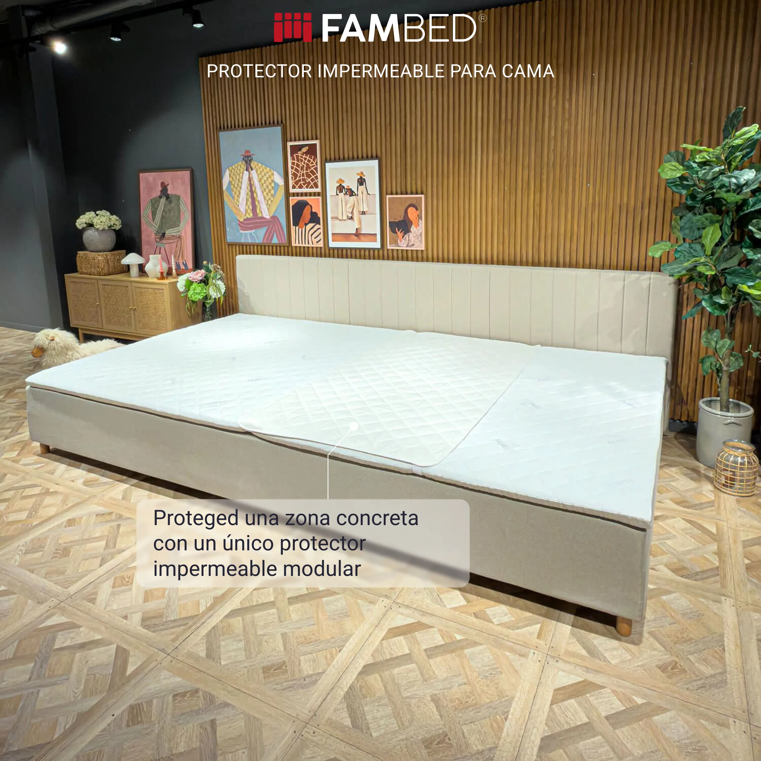 Protector de colchón FamBed para la protección modular de una sola plaza