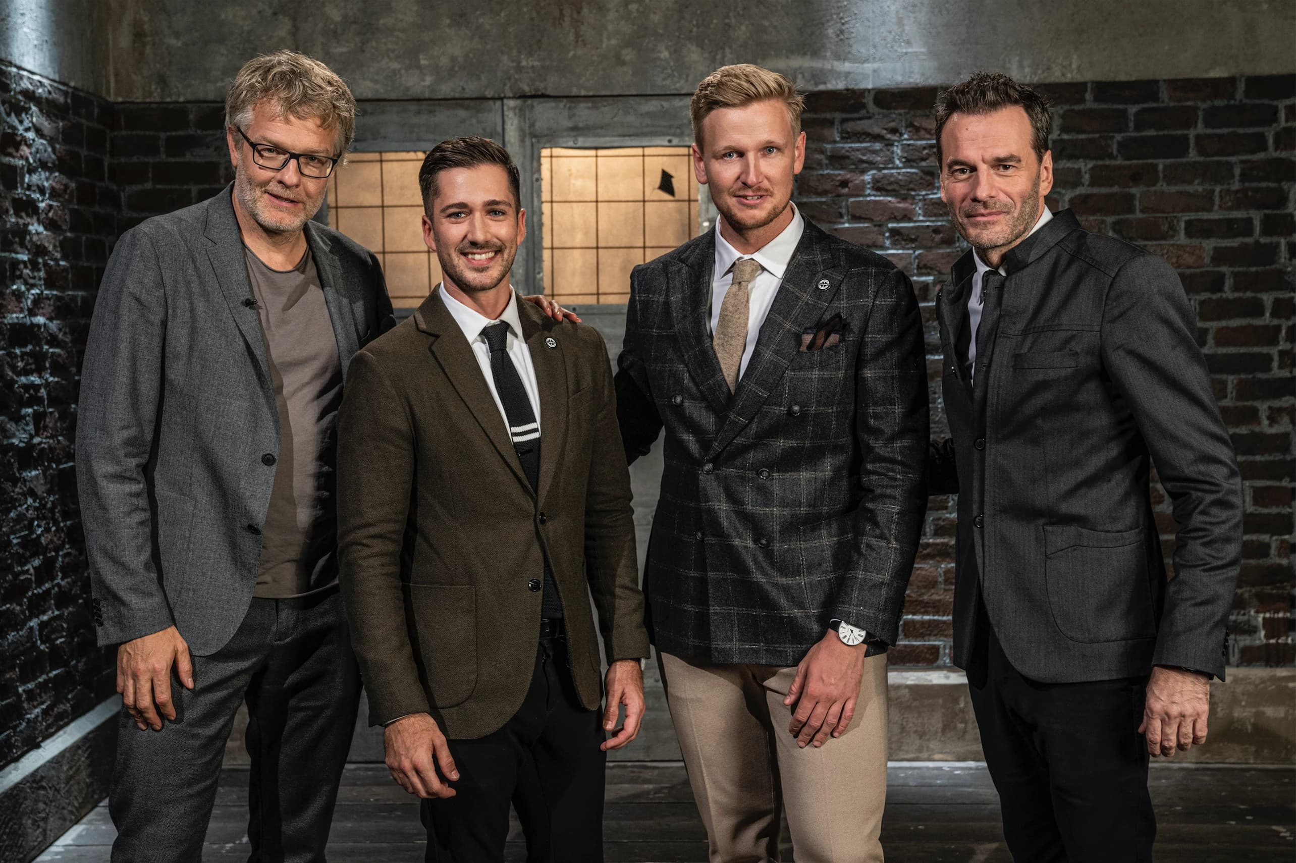 Oliver and Kasper pictured with the Dialægt duo in the Løvens Hule studio