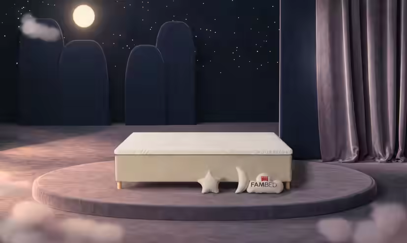 Cama familiar FAMBED en beige, de 240 × 200 cm, sin cabecero