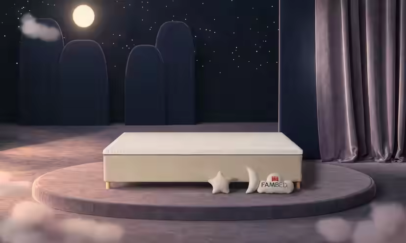 Cama familiar FAMBED en beige, de 270 × 210 cm, sin cabecero