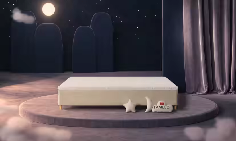 Cama familiar FAMBED en beige, de 280 × 200 cm, sin cabecero