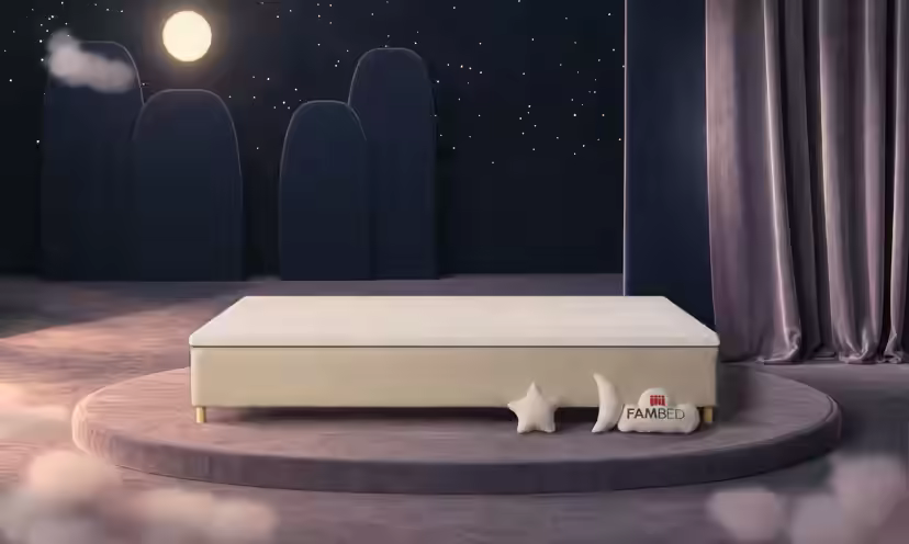 Cama familiar FAMBED en beige, de 320 × 200 cm, sin cabecero